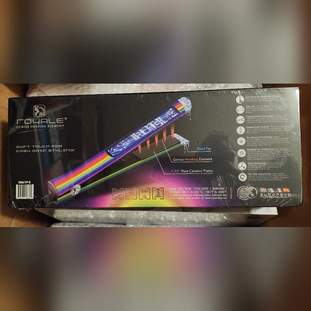 NIB-Royale Genius Heating Element Flat Iron, Ceramic